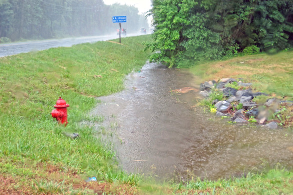 Roadside flooding during heavy rains