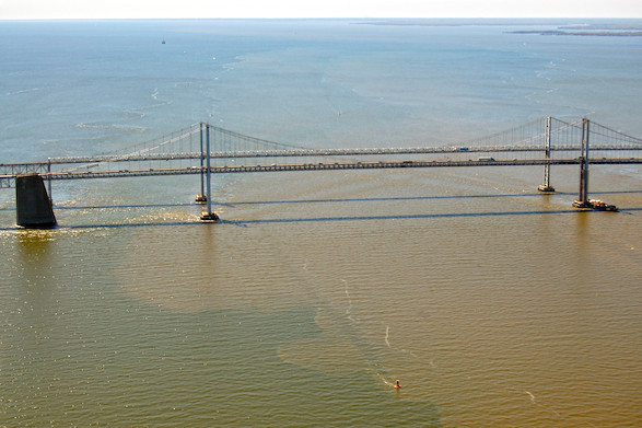Sediment plumes near the Chesapeake Bay Bridge